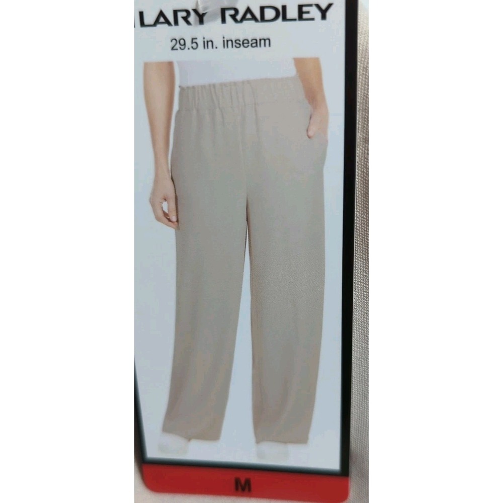 NWT Hilary Radley Women's Medium Oatmeal Beige Pull On High RiseTrouser Pant 351